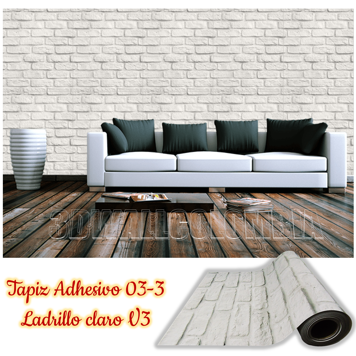 Rollo papel adhesivo decorativo Ladrillo Claro 2.5mts x70cms