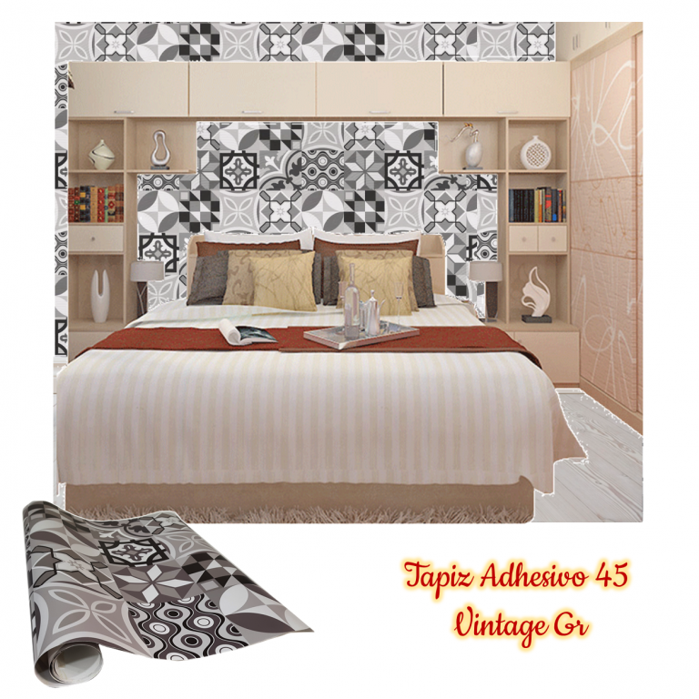 Rollo papel adhesivo decorativo vintage gris sepia 5 mts x70cms