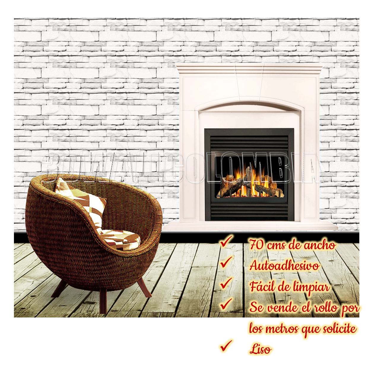 Rollo papel adhesivo decorativo Piedra Clara 2.5mts x70cms - Imagen 4