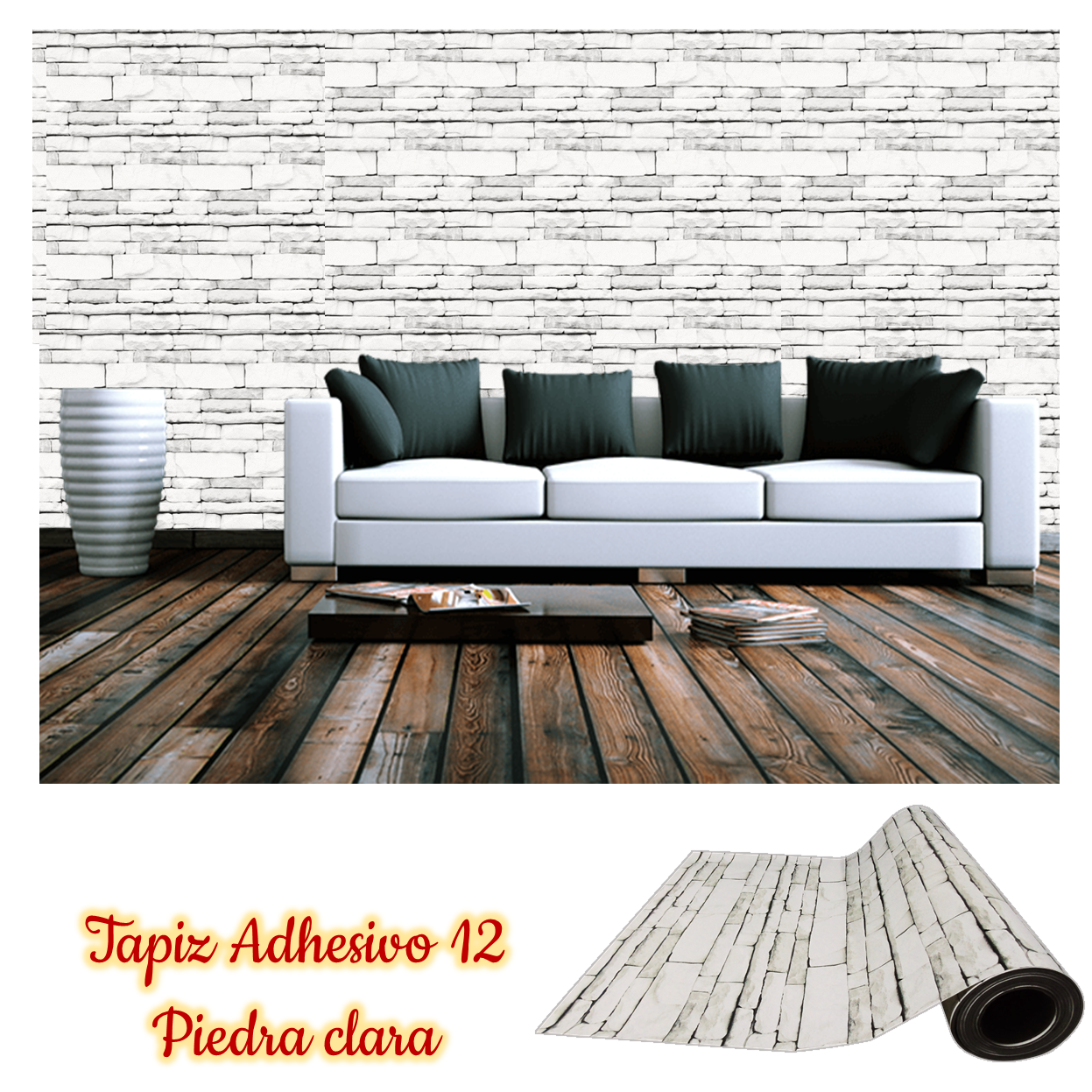 Rollo papel adhesivo decorativo Piedra Clara 2.5mts x70cms - Imagen 3