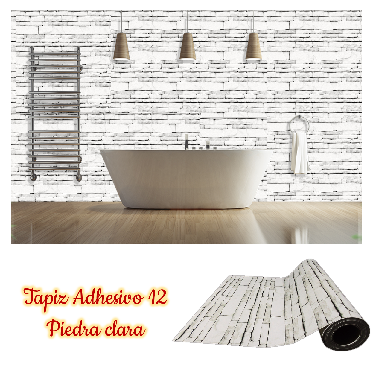 Rollo papel adhesivo decorativo Piedra Clara 2.5mts x70cms - Imagen 2