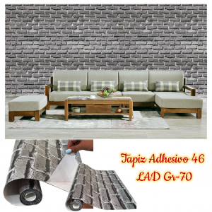 Rollo papel adhesivo decorativo ladrillo gris 2.5mts x70cms