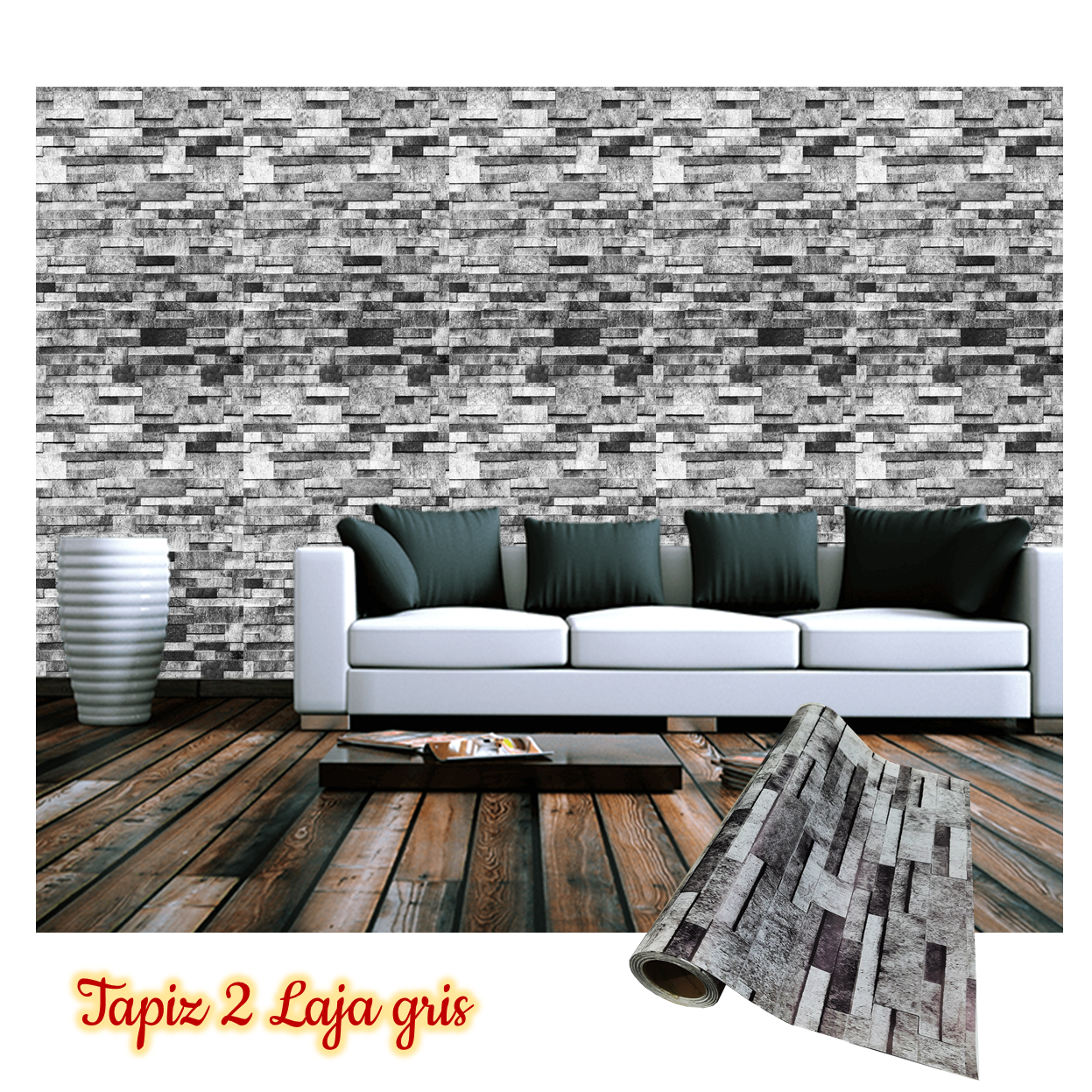 Rollo papel adhesivo decorativo Laja gris 2,5mts x70cms - Imagen 5