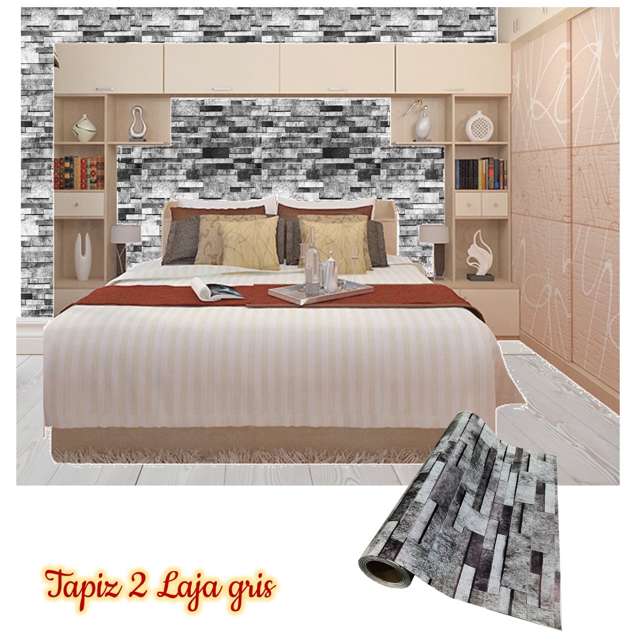 Rollo papel adhesivo decorativo Laja gris 2,5mts x70cms - Imagen 4