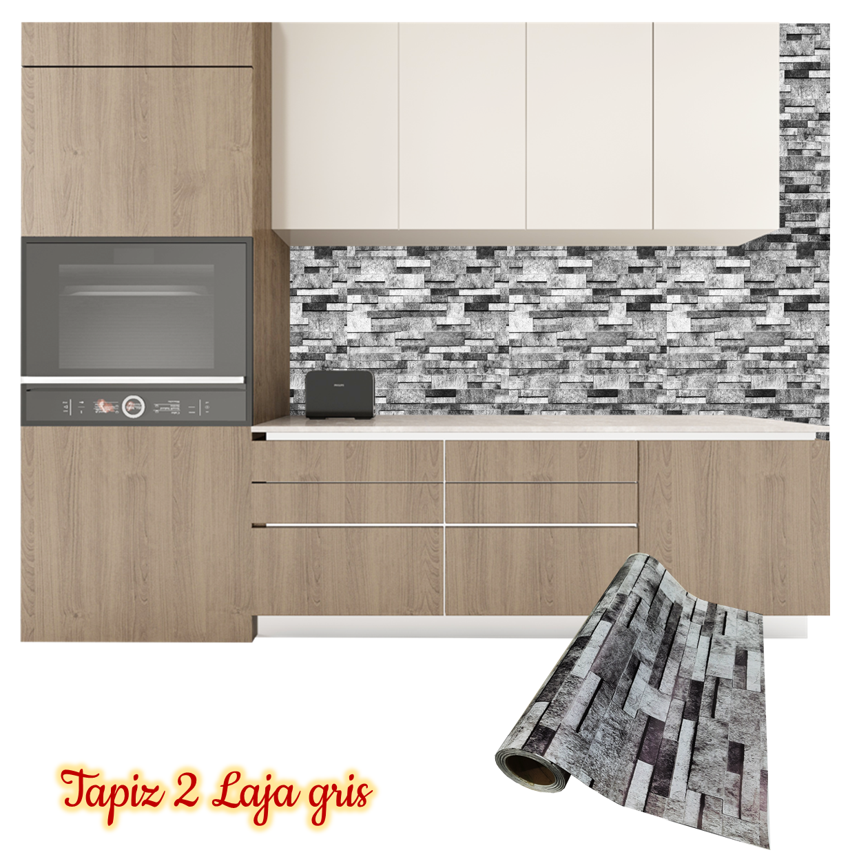 Rollo papel adhesivo decorativo Laja gris 2,5mts x70cms - Imagen 2