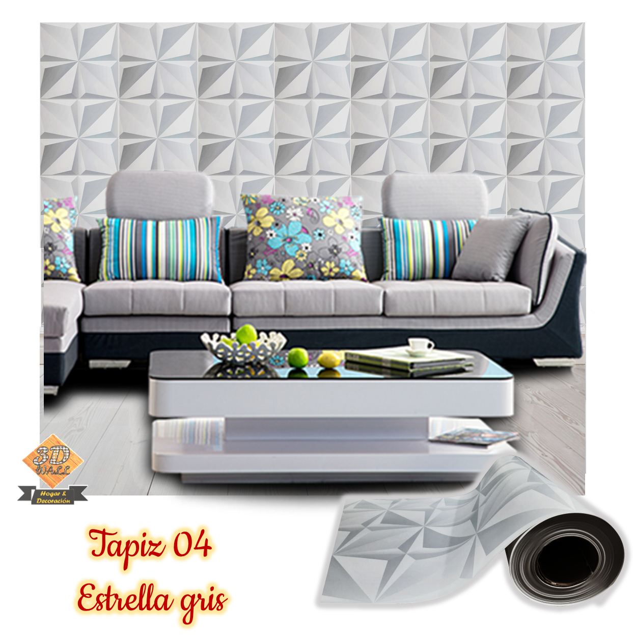 Rollo papel adhesivo decorativo Estrella gris 2,5mts x70cms - Imagen 4
