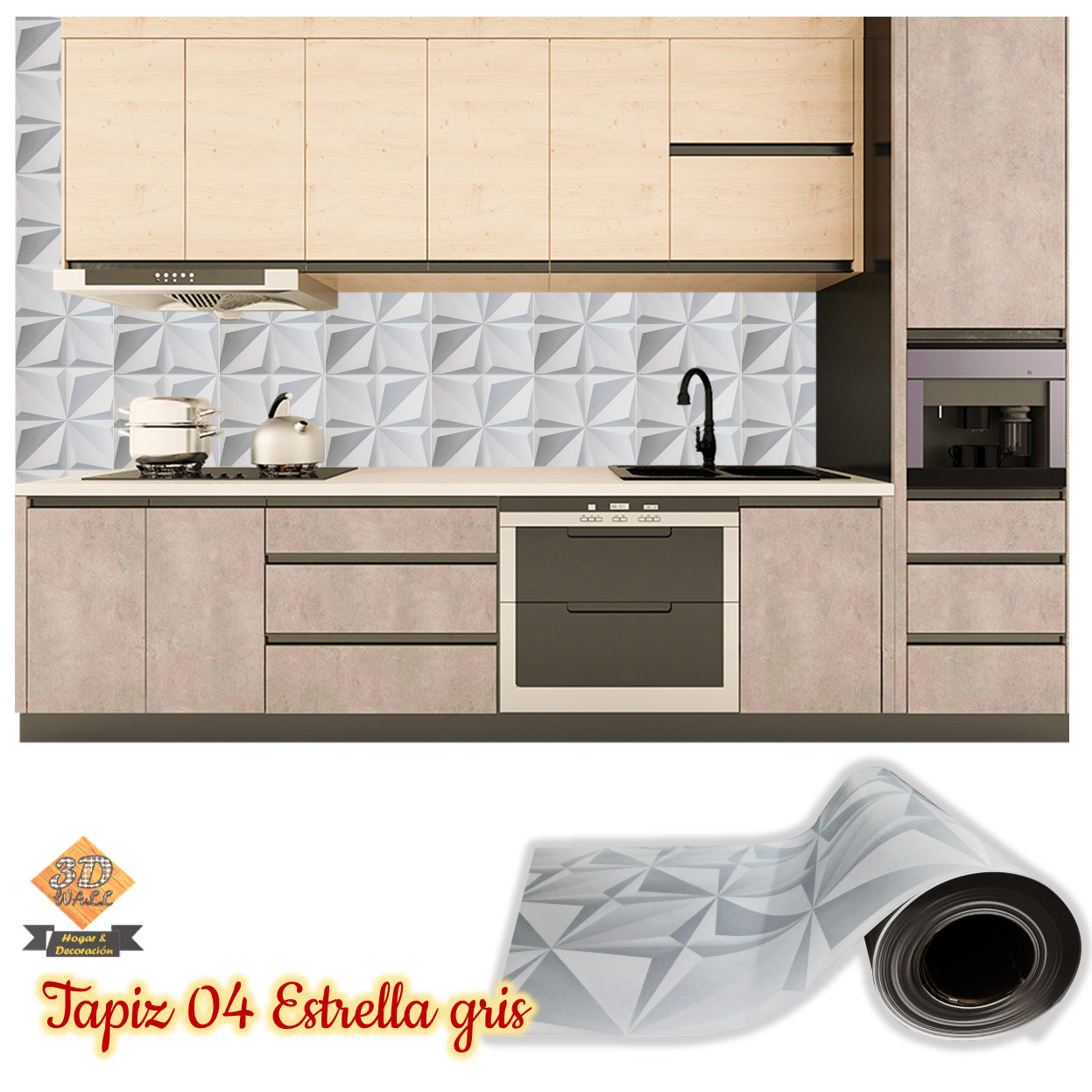 Rollo papel adhesivo decorativo Estrella gris 2,5mts x70cms - Imagen 5