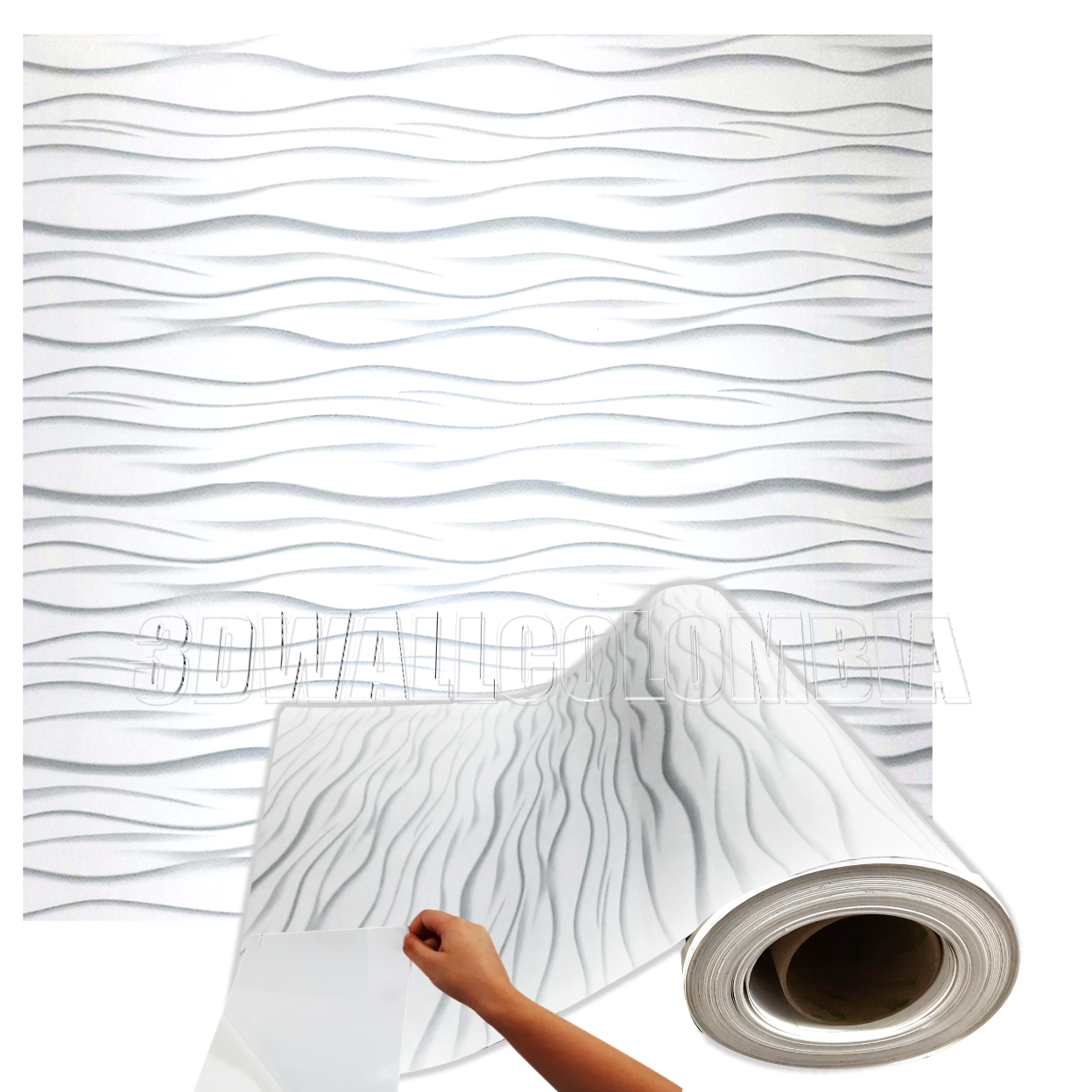 Rollo papel adhesivo decorativo Olas gris 2,5mts x70cms
