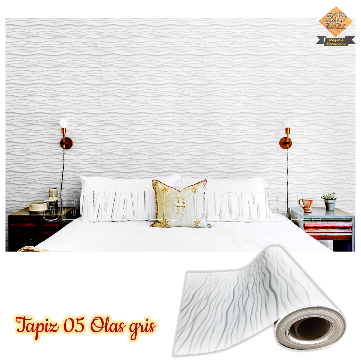 Rollo papel adhesivo decorativo Olas gris 2,5mts x70cms - Imagen 6