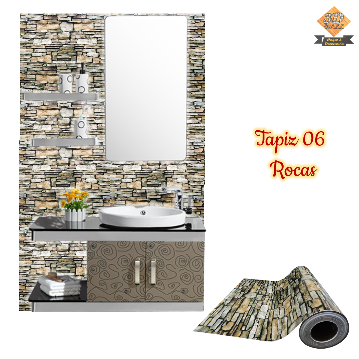 Rollo papel adhesivo decorativo Rocas CF 2,5mts x70cms - Imagen 5