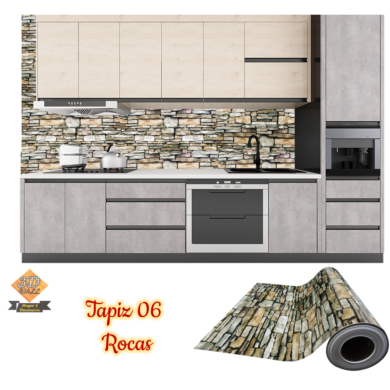 Rollo papel adhesivo decorativo Rocas CF 2,5mts x70cms - Imagen 3