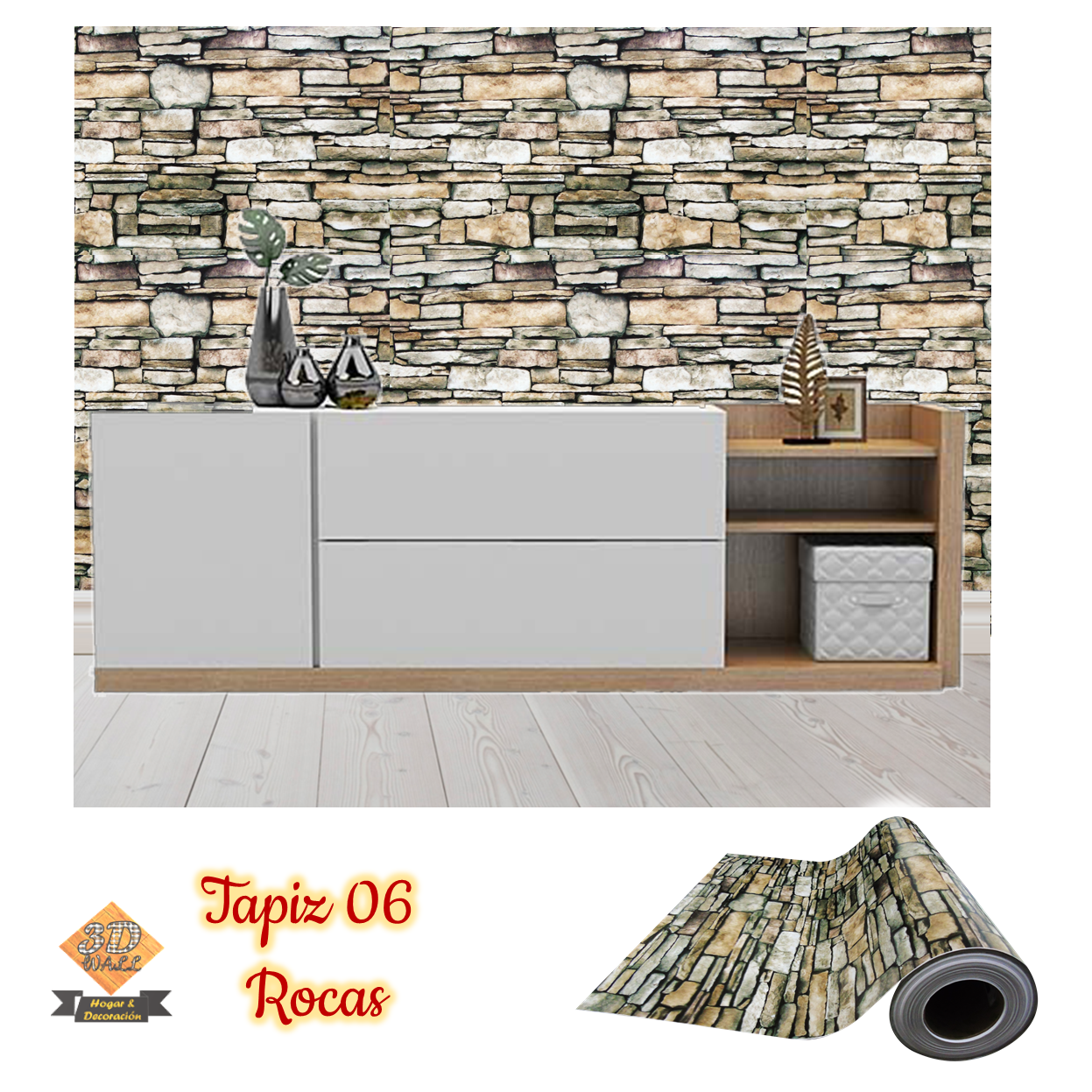 Rollo papel adhesivo decorativo Rocas CF 2,5mts x70cms - Imagen 2