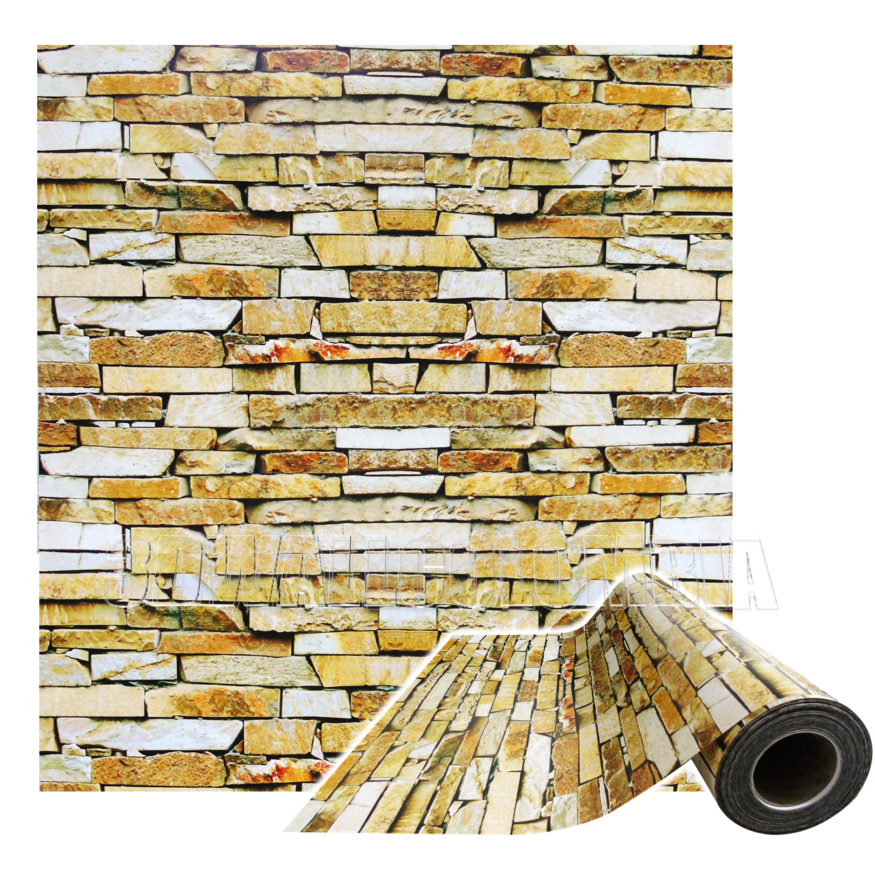 Rollo papel adhesivo decorativo Roca Amarilla 2.5mts x70cms - Imagen 3