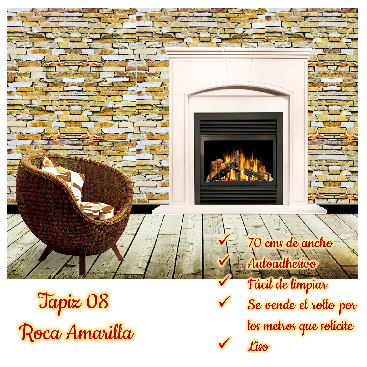 Rollo papel adhesivo decorativo Roca Amarilla 2.5mts x70cms - Imagen 6