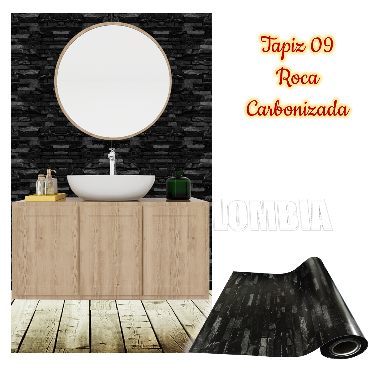 Rollo papel adhesivo decorativo Roca carbonizada 2.5mts x70cms - Imagen 5