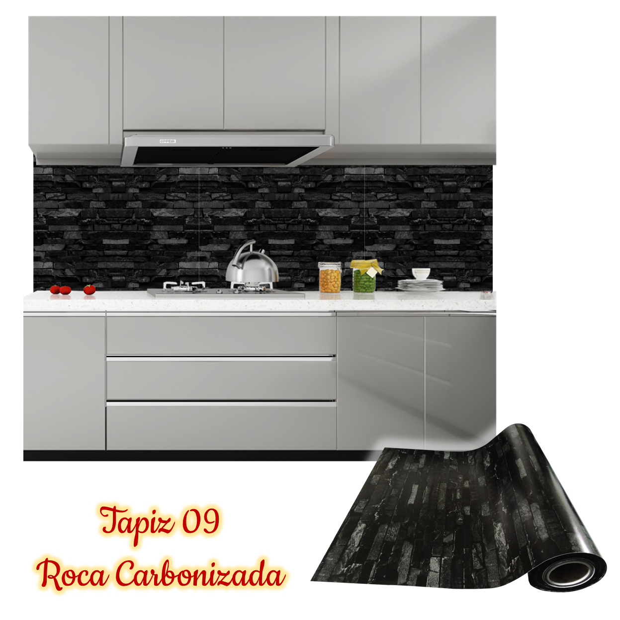 Rollo papel adhesivo decorativo Roca carbonizada 2.5mts x70cms - Imagen 4