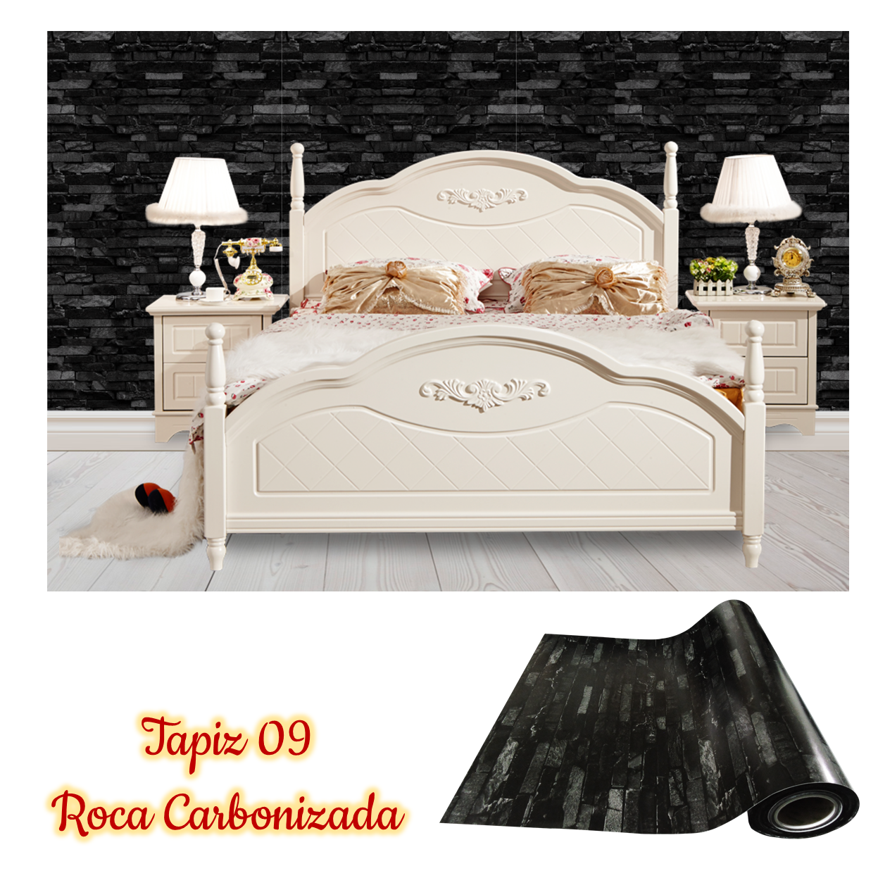 Rollo papel adhesivo decorativo Roca carbonizada 2.5mts x70cms - Imagen 3