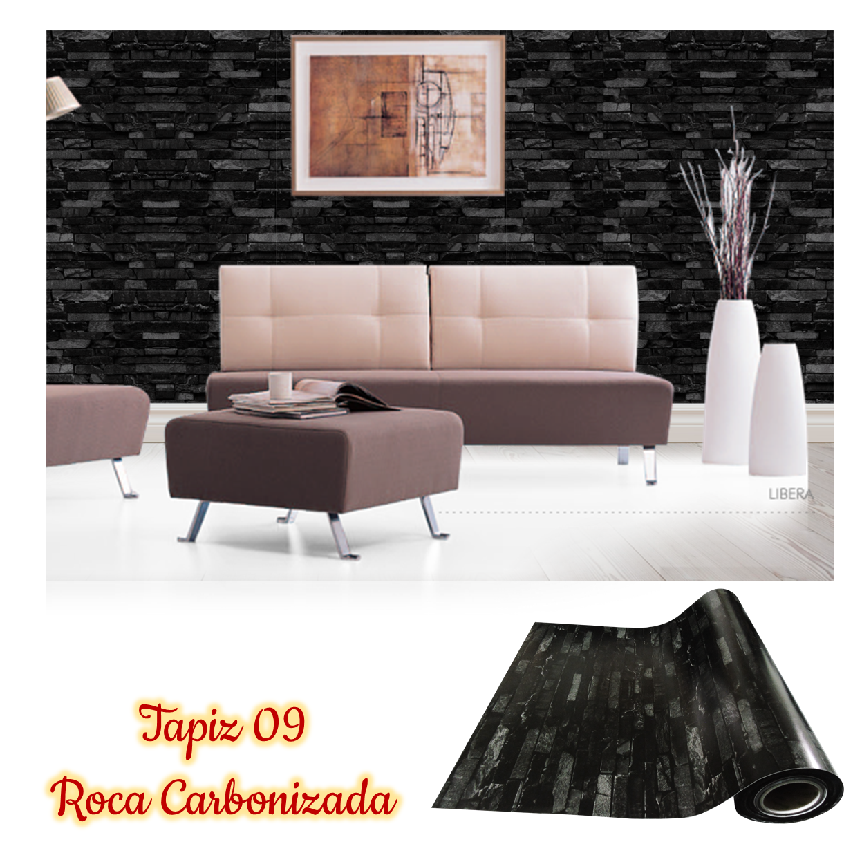 Rollo papel adhesivo decorativo Roca carbonizada 2.5mts x70cms