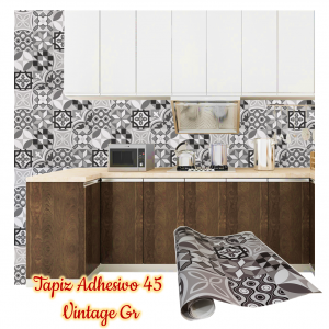 Rollo papel adhesivo decorativo vintage gris sepia 2.5mts x70cms