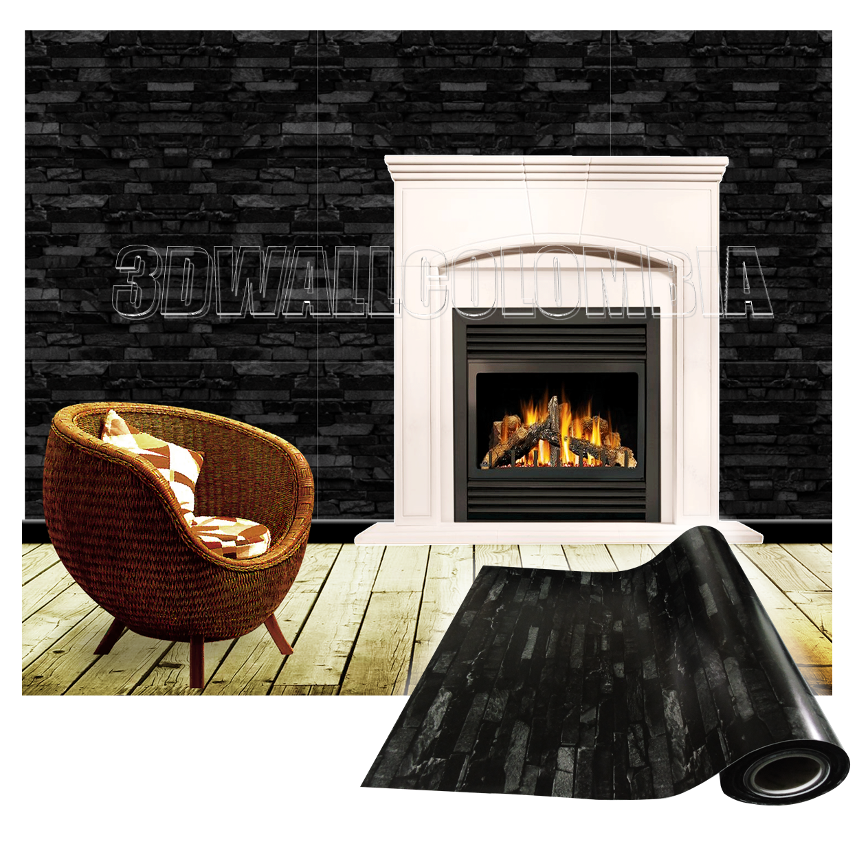 Rollo papel adhesivo decorativo Roca carbonizada 2.5mts x70cms - Imagen 2