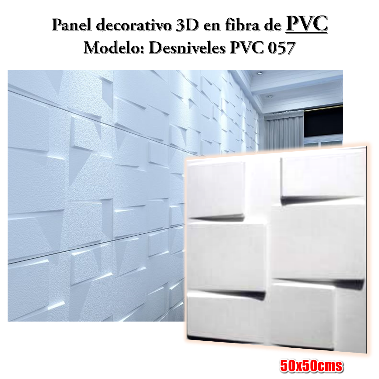Panel lamina pvc 3d estilo desniveles metro cuadrado