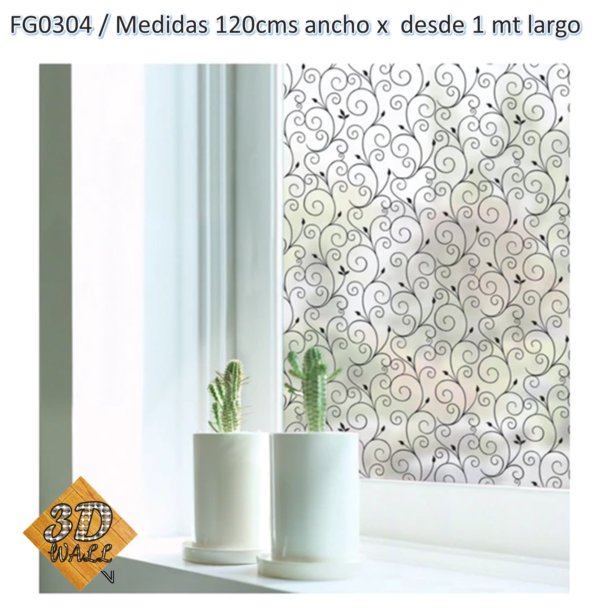 Stiker Vinilo Pelicula Para Vidrios Ventanas Puertas Decorativas x metros continuos FG0304-120 - Imagen 3