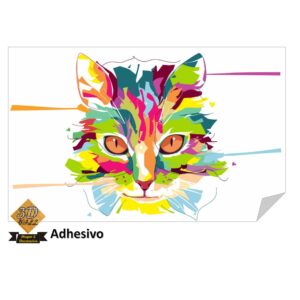 Poster Adhesivo Vinilo Decorativo Para Pared 70cmx50cms PDP00-GATO MULTICOLOR