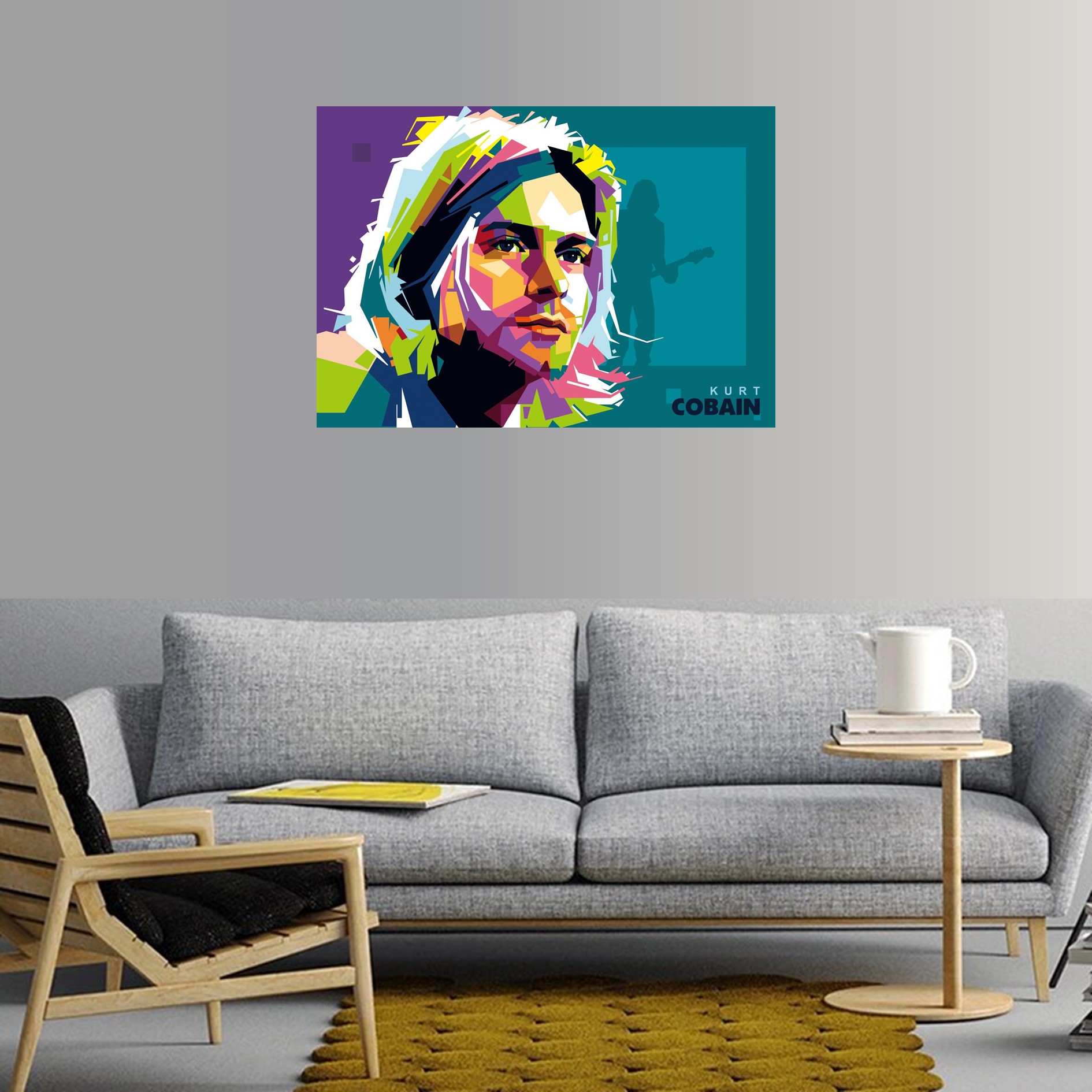 Poster Adhesivo Vinilo Decorativo Para Pared 70cmx50cms PDP00-kurt cobain - Imagen 2