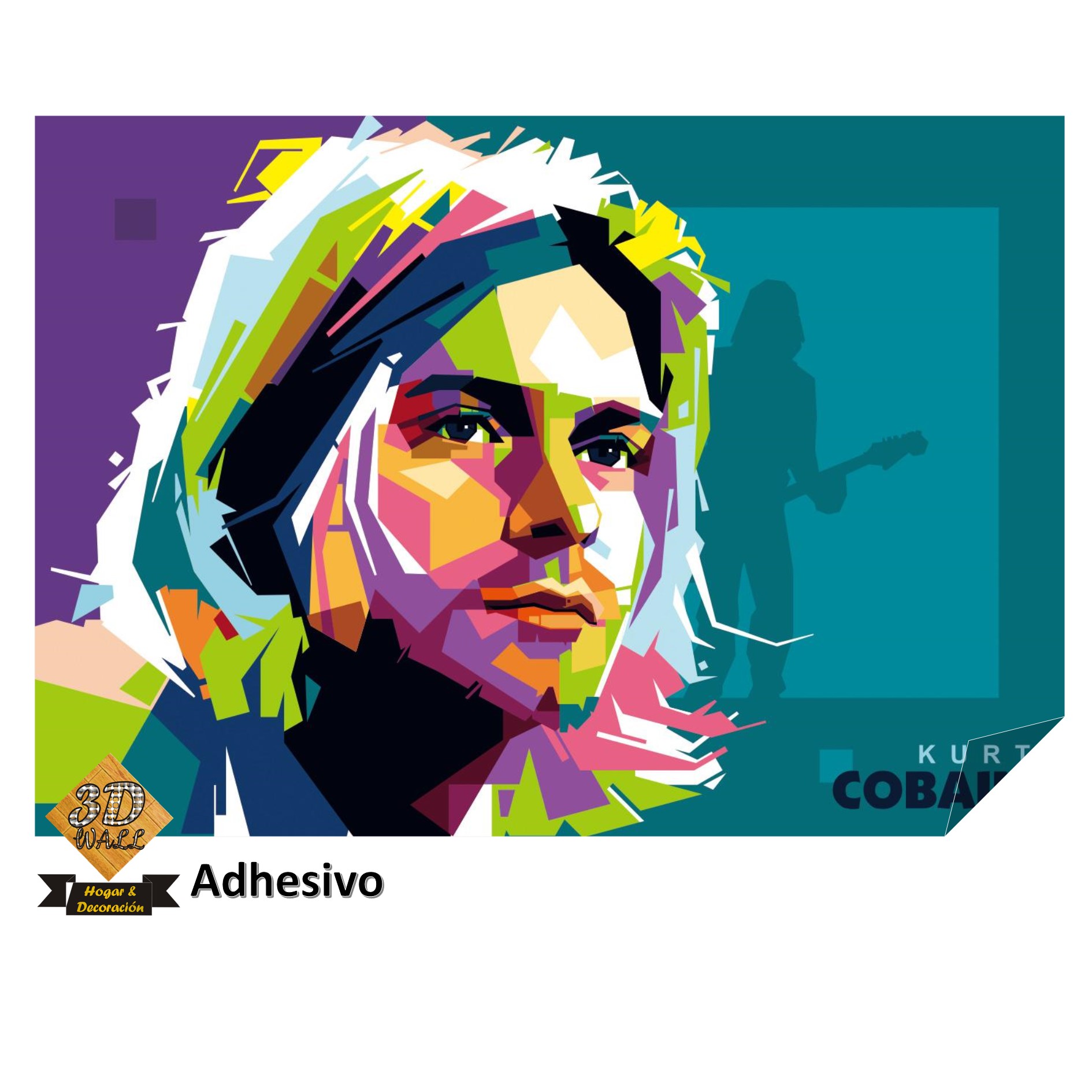Poster Adhesivo Vinilo Decorativo Para Pared 70cmx50cms PDP00-kurt cobain