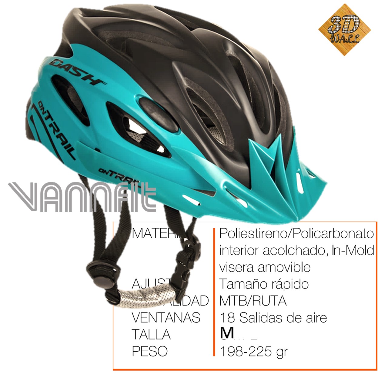 Casco ON TRAIL original Modelo Dash talla S -turqueza - Imagen 3