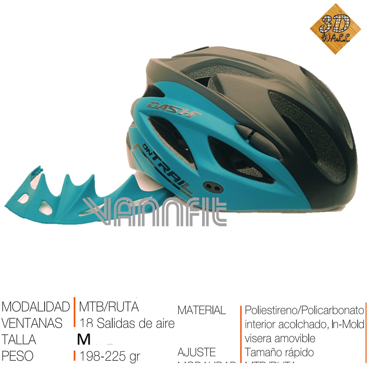 Casco ON TRAIL original Modelo Dash talla S -turqueza
