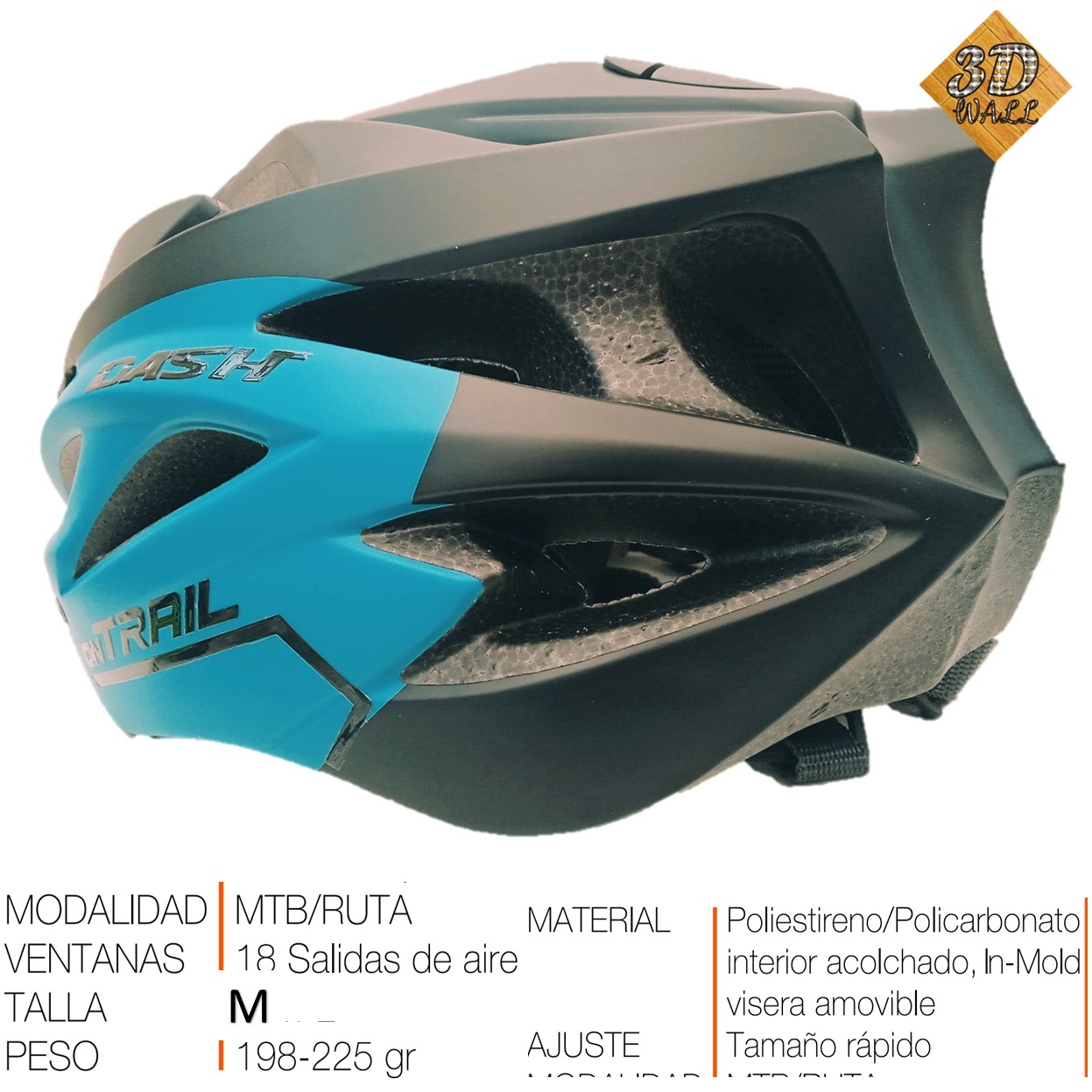 Casco ON TRAIL original Modelo Dash talla S -turqueza - Imagen 4