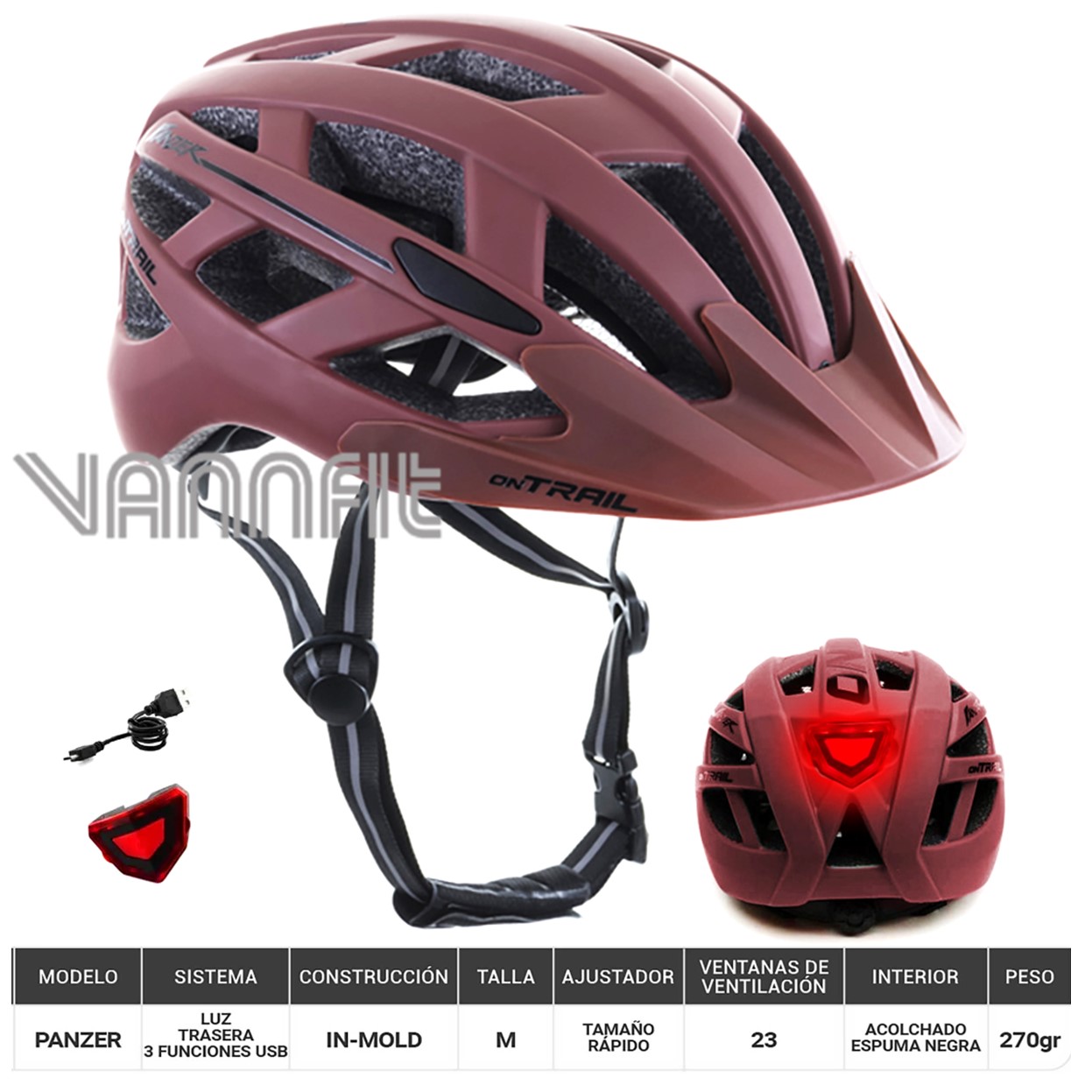 Casco ON TRAIL original Modelo Panzer talla M -Rojo