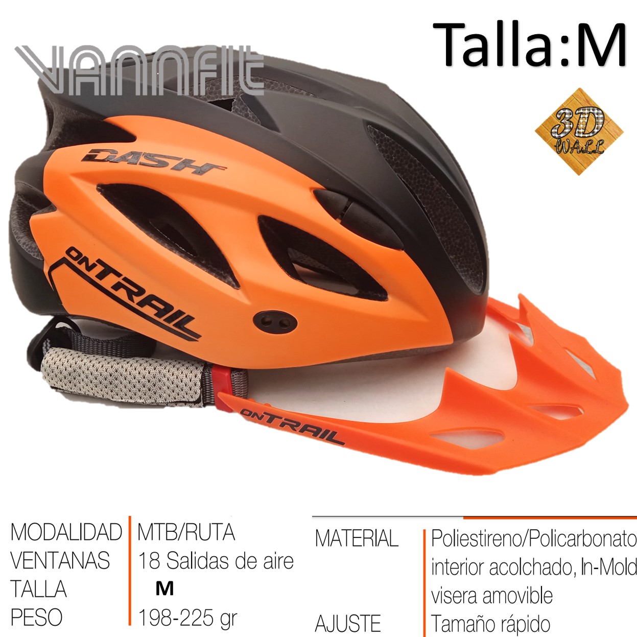 Casco ON TRAIL original Modelo Dash talla M -naranja