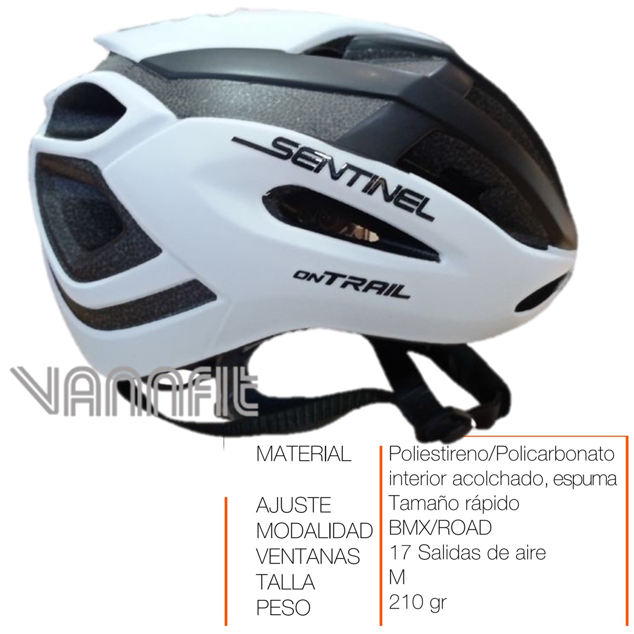 Casco ON TRAIL original Modelo Sentinel talla M -Blanco/Negro - Imagen 6