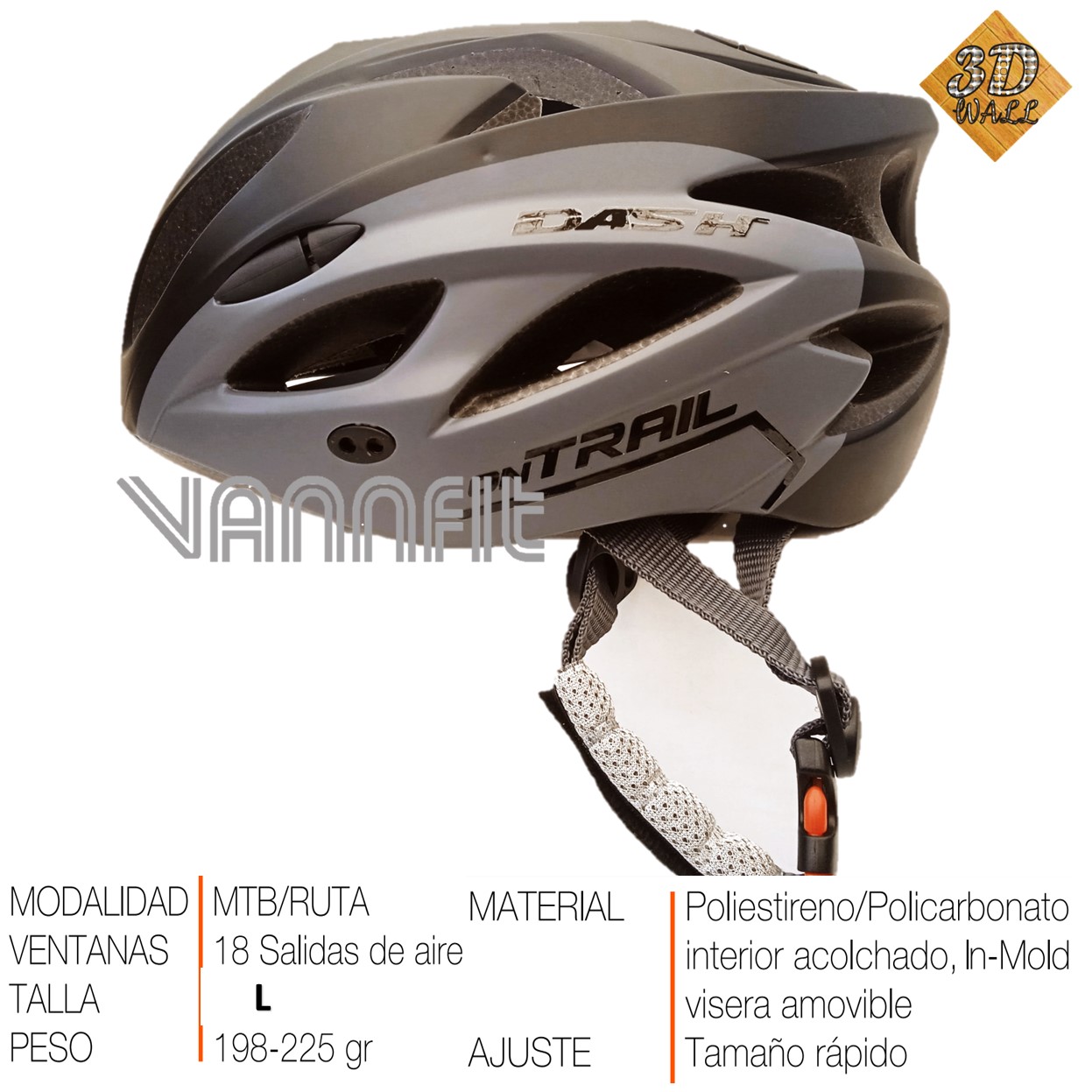 Casco ON TRAIL original Modelo Dash talla M-Gris - Imagen 3