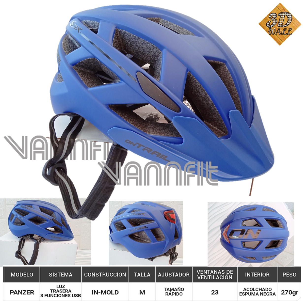 Casco ON TRAIL original Modelo Panzer talla M -Azul