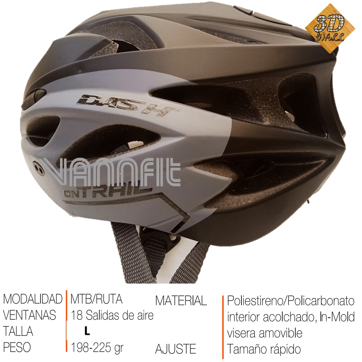 Casco ON TRAIL original Modelo Dash talla M-Gris - Imagen 4