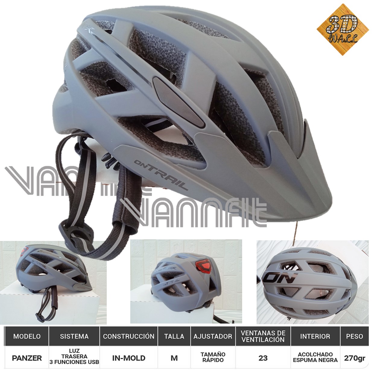 Casco ON TRAIL original Modelo Panzer talla M -GRIS