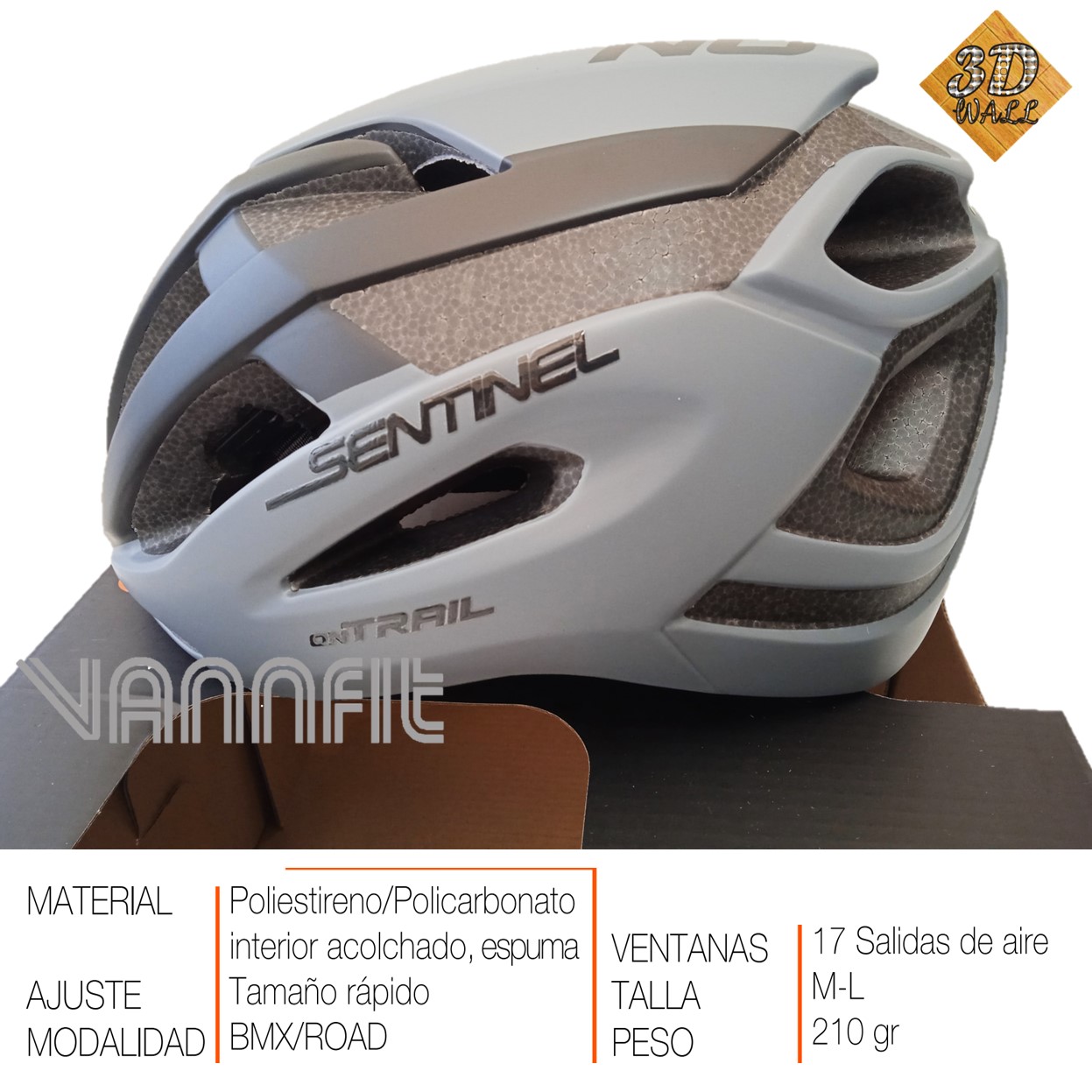 Casco ON TRAIL original Modelo Sentinel talla M -Gris/Negro