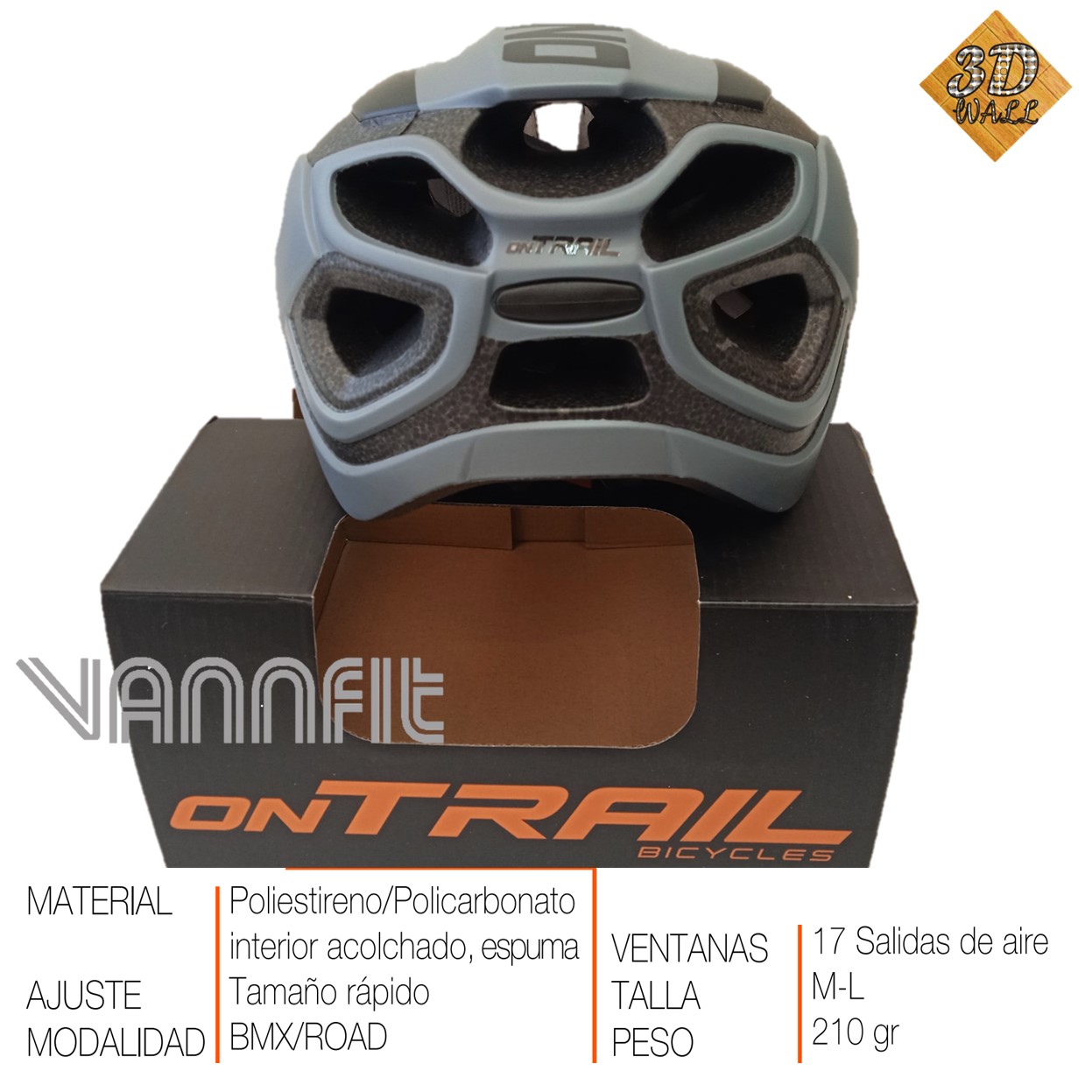 Casco ON TRAIL original Modelo Sentinel talla M -Gris/Negro - Imagen 5