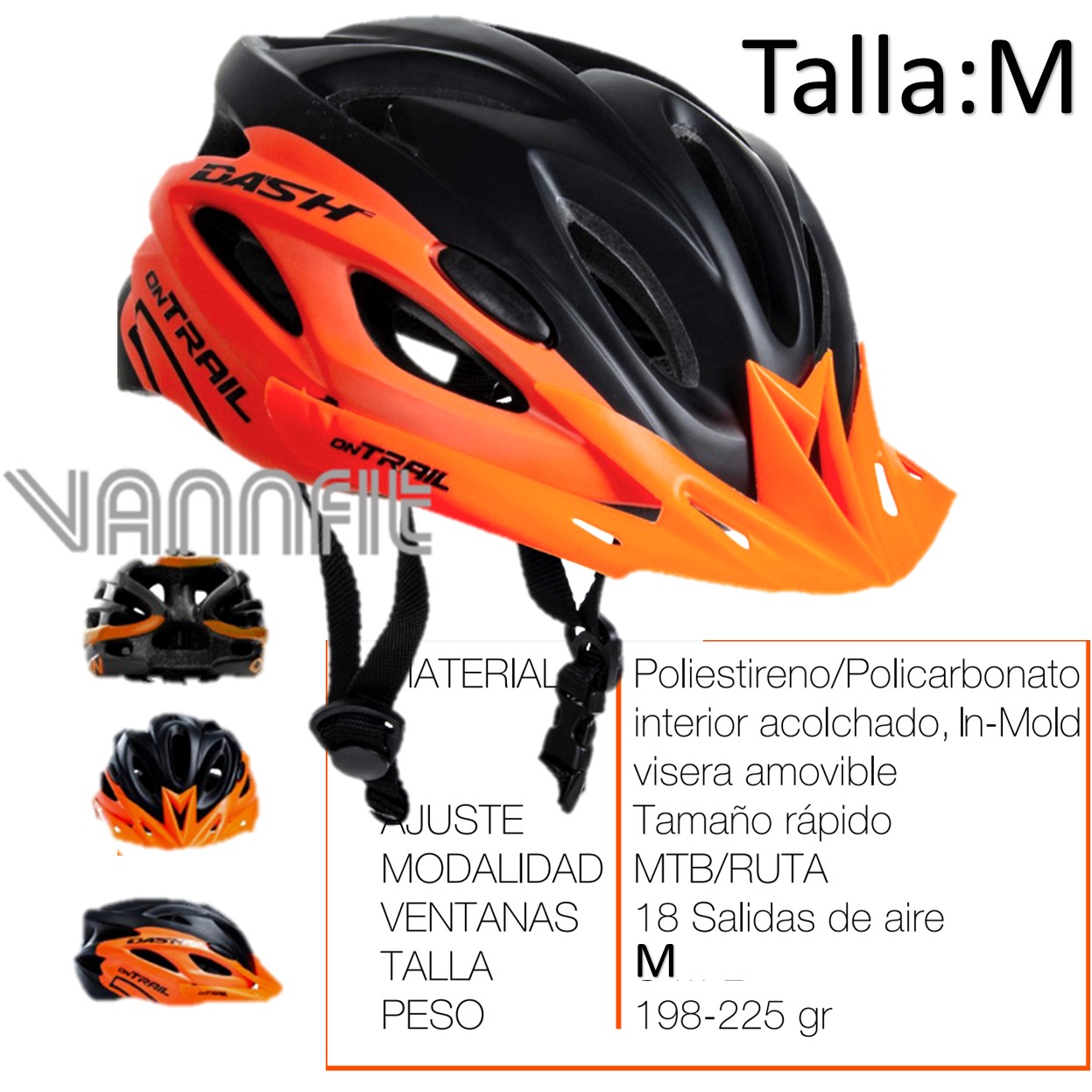 Casco ON TRAIL original Modelo Dash talla M -naranja - Imagen 3