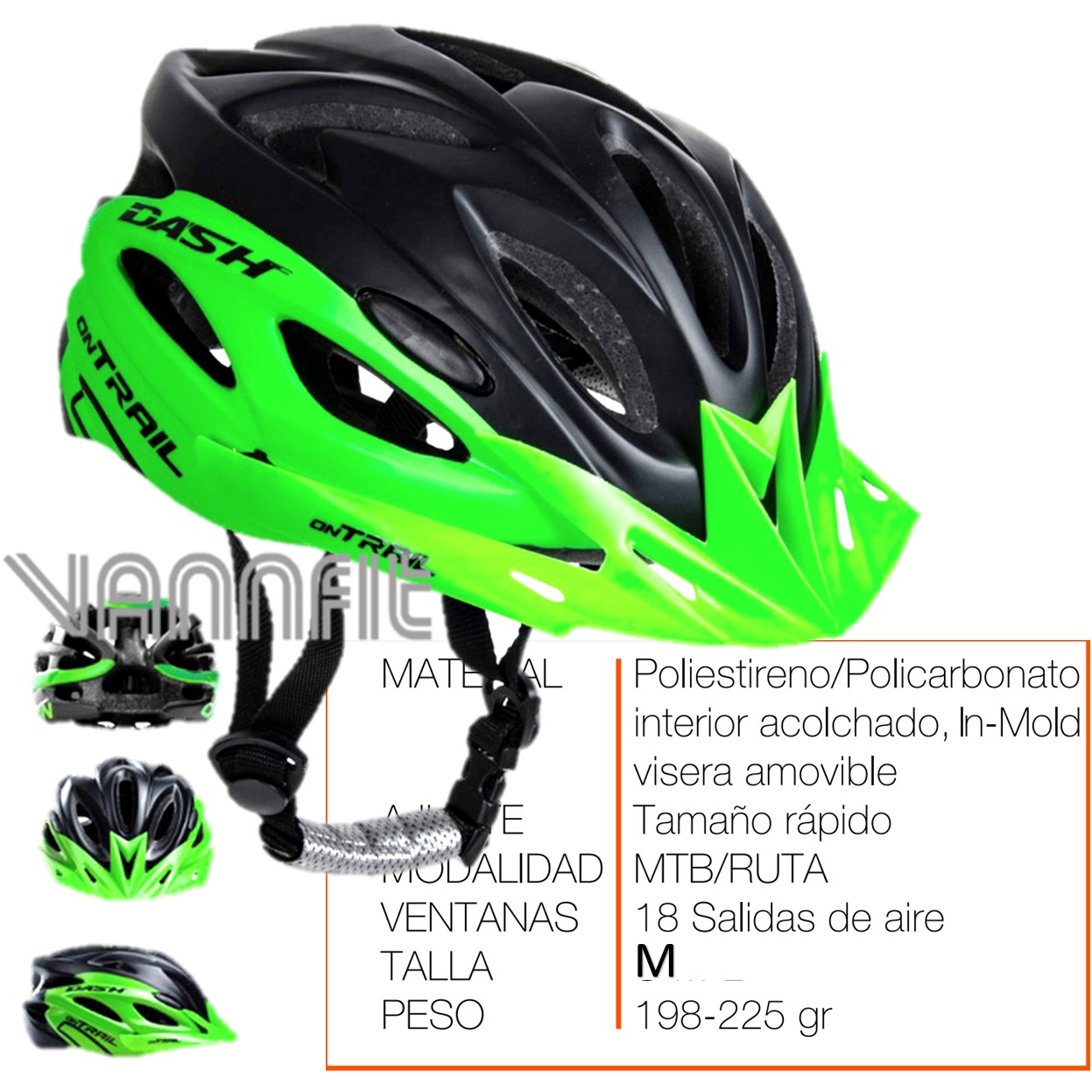 Casco ON TRAIL original Modelo Dash talla M -verde