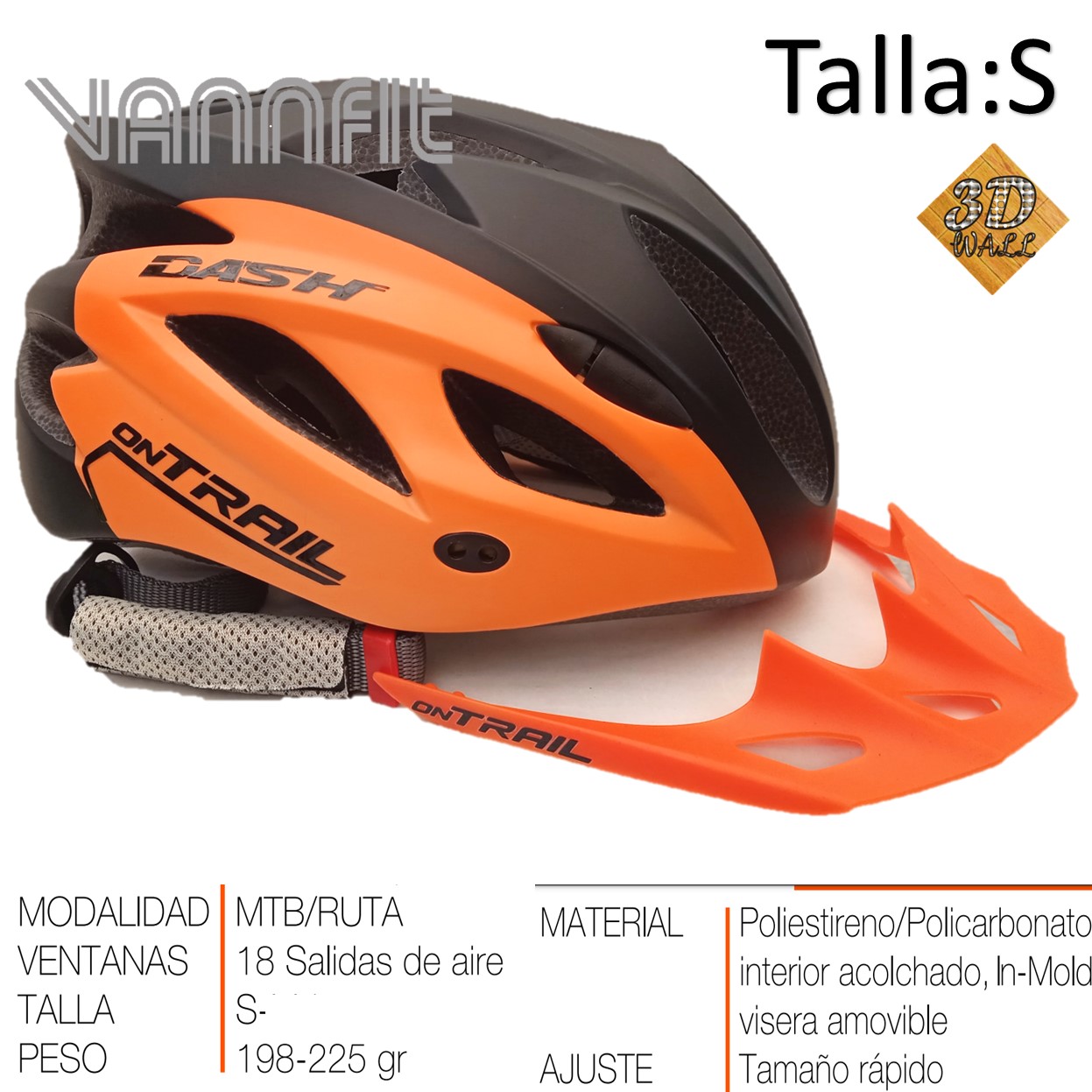 Casco ON TRAIL original Modelo Dash talla S -rojo - Imagen 4