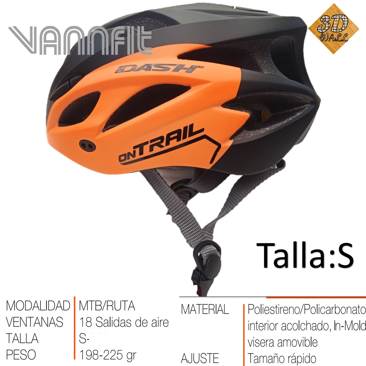 Casco ON TRAIL original Modelo Dash talla S -rojo - Imagen 5