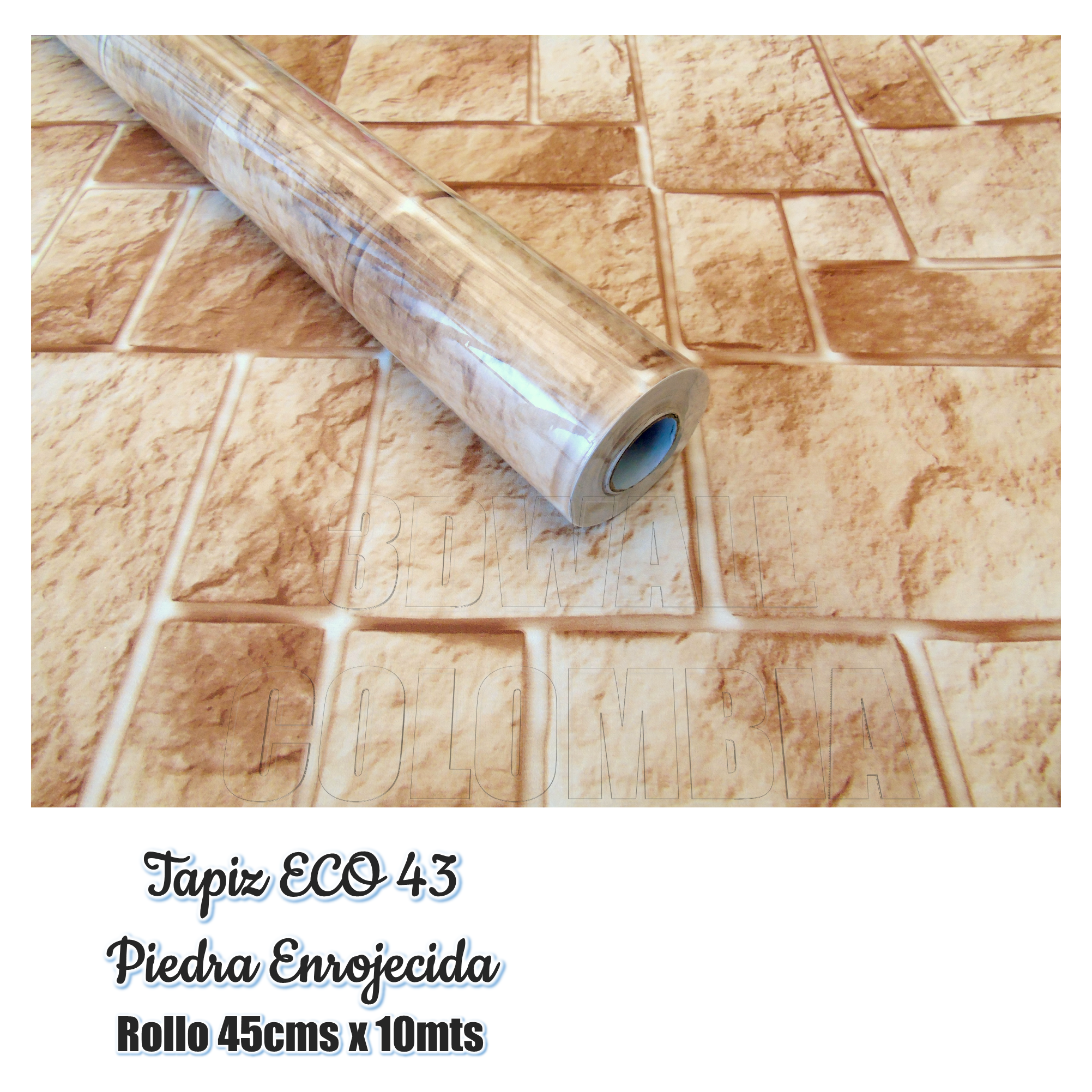 Rollo De Papel Tapiz Adhesivo Decora Pared 4,5 Mts Cuadrados ESTILO piedra rojiza - Imagen 2