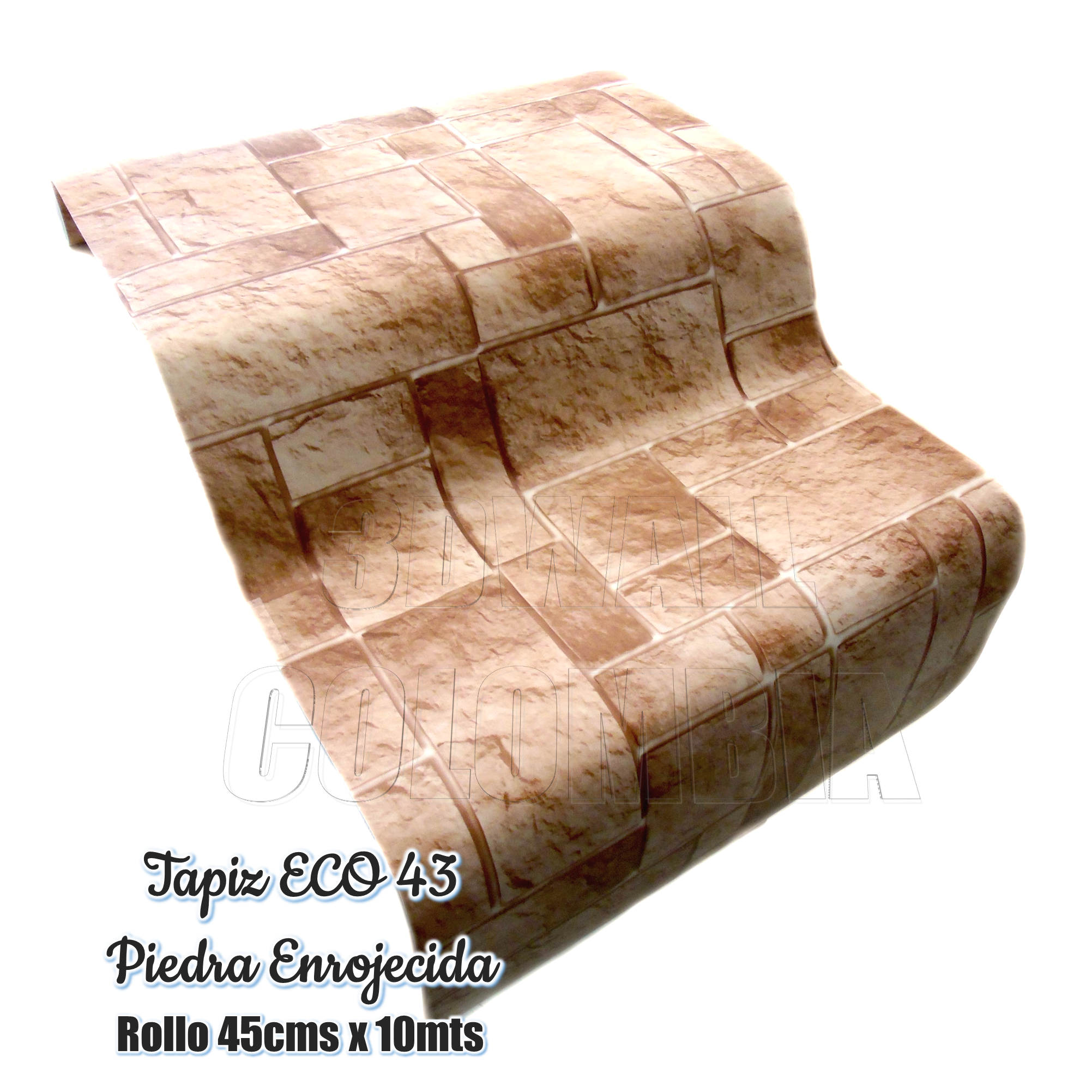 Rollo De Papel Tapiz Adhesivo Decora Pared 4,5 Mts Cuadrados ESTILO piedra rojiza