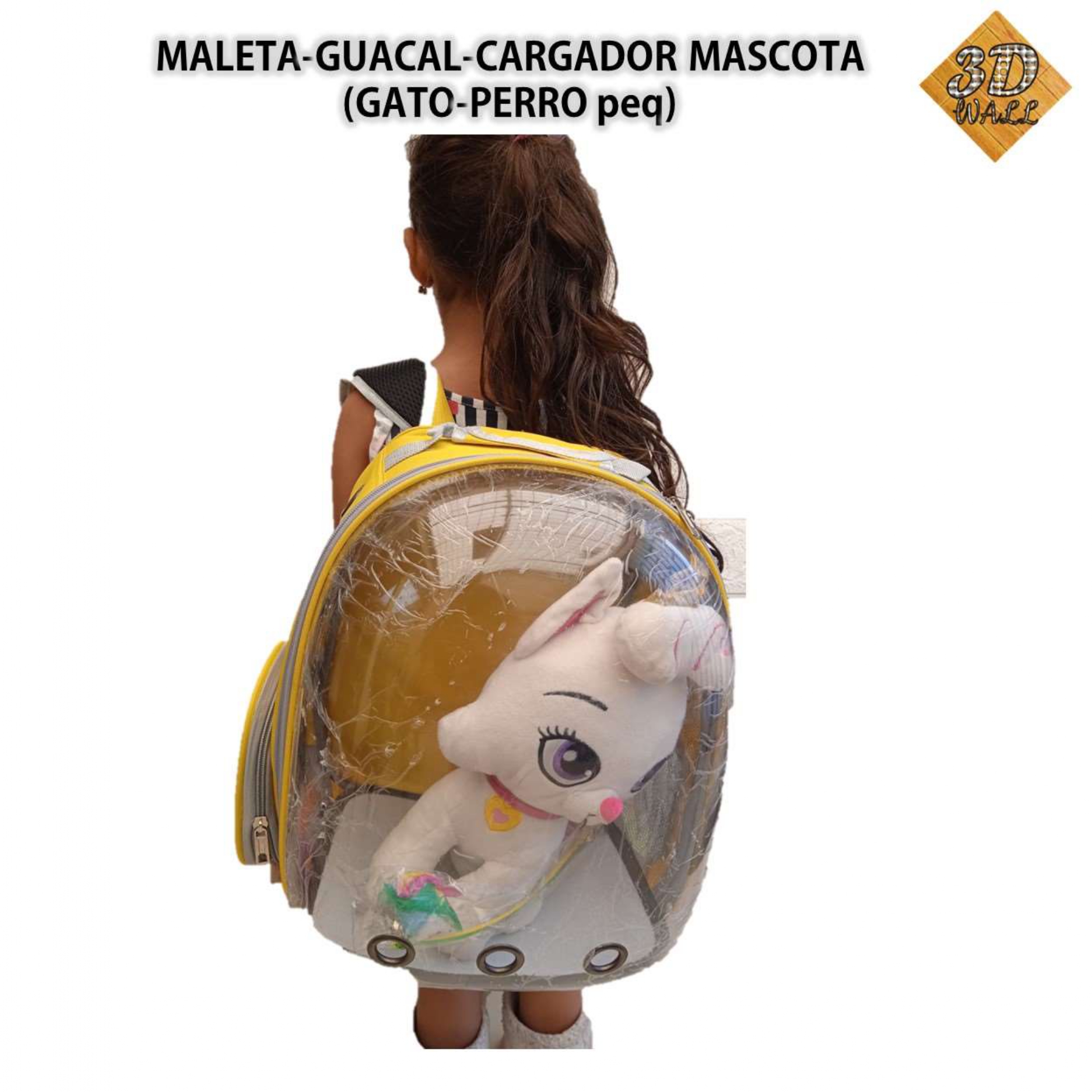 Maleta Guacal Cargador Mascota (perro Gato Pequeño) Amarilla - Imagen 3