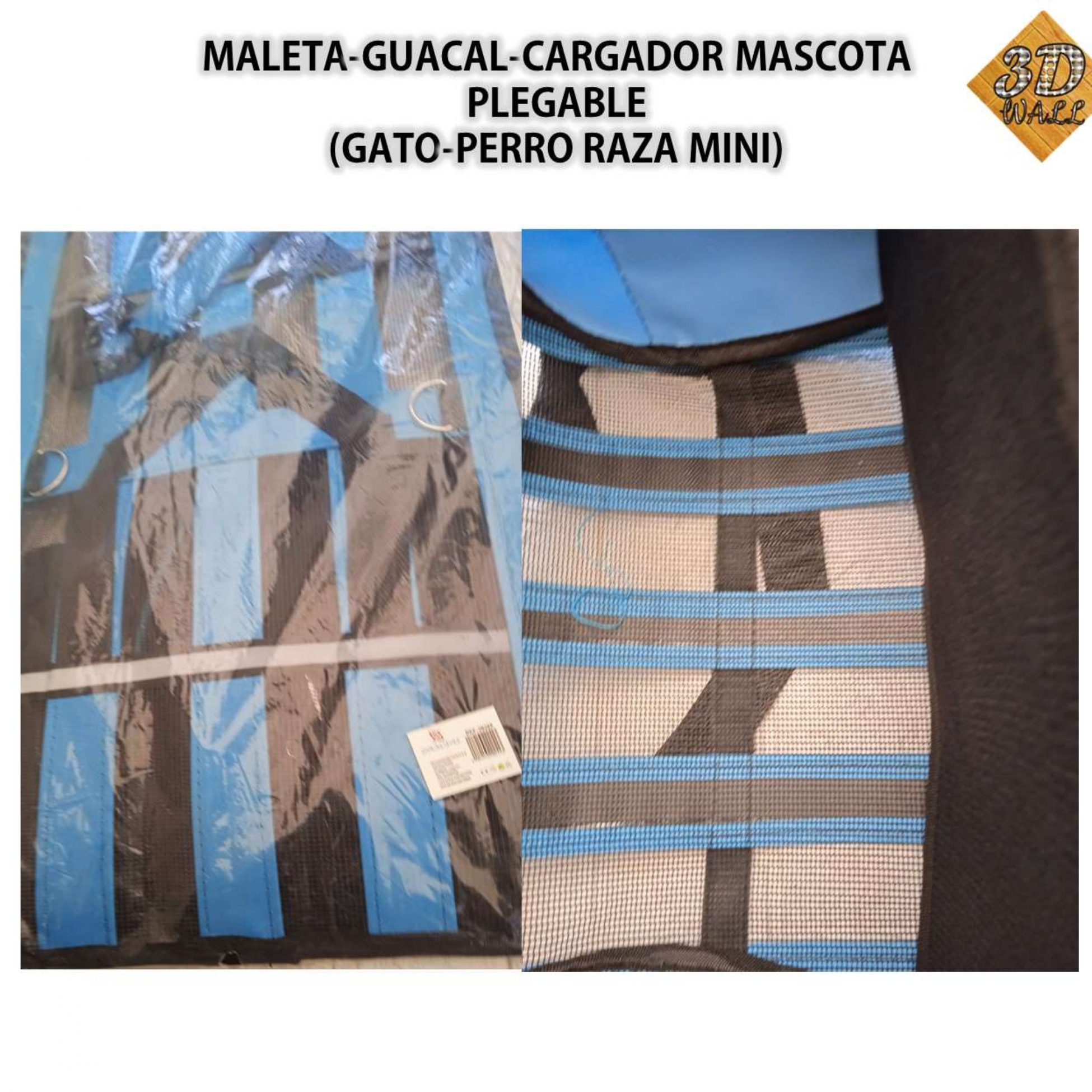 Maleta Guacal Cargador plegable Mascota (perro Gato Mini) - Imagen 2