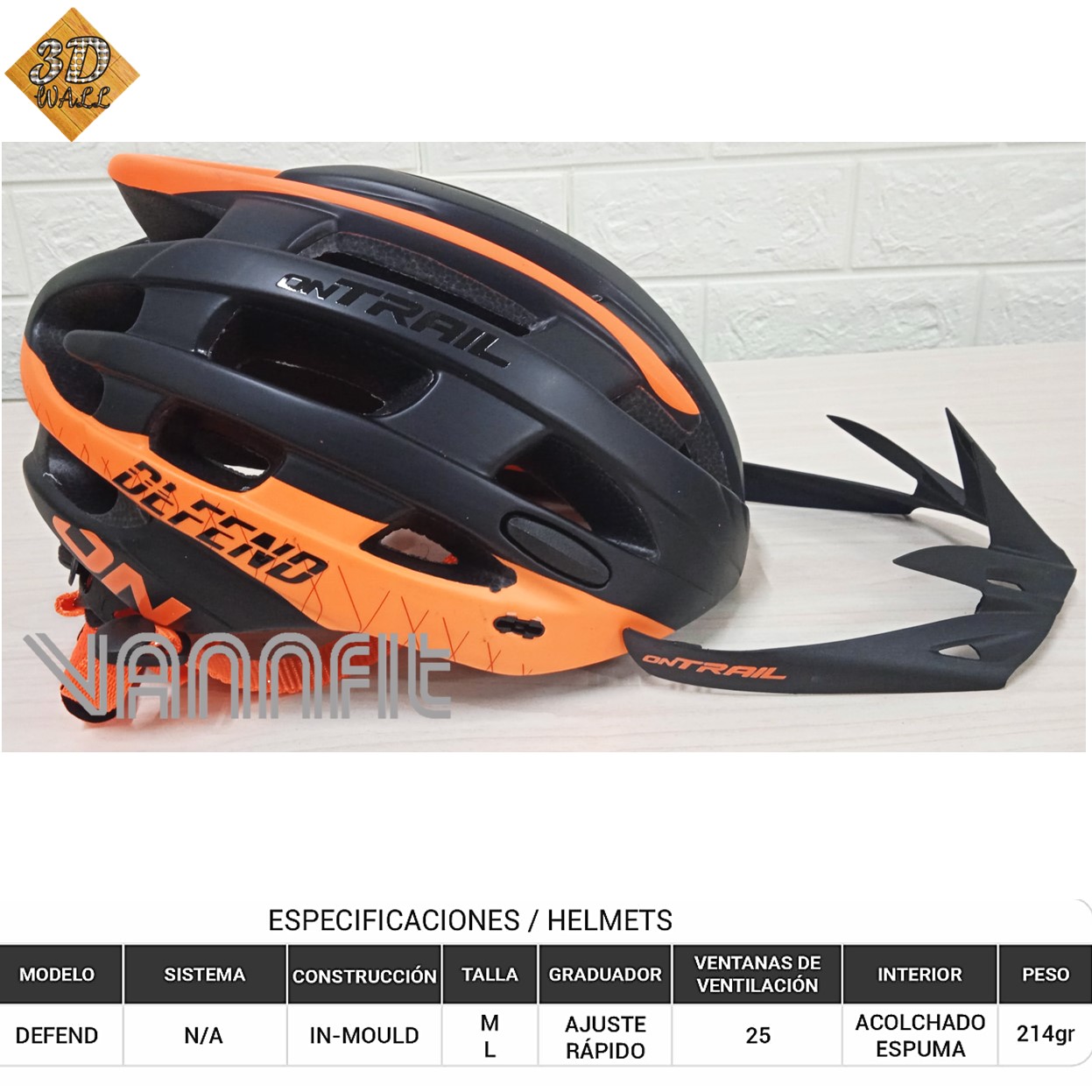 Casco ON TRAIL original Modelo Defend Naranja L